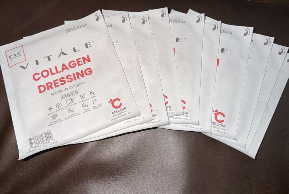 10 Vitale 4x4 inches Collagen Dressings Individual Packages Exp 6 5 2029 Sterile